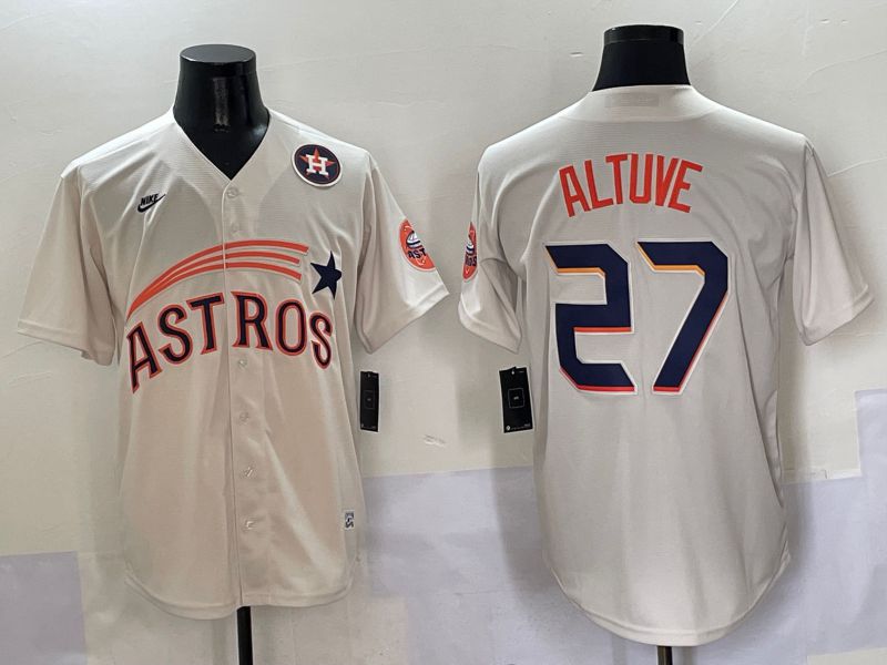 Men Houston Astros #27 Altuve Cream Five generations Joint Name 2025 Nike MLB Jersey style 10->houston astros->MLB Jersey